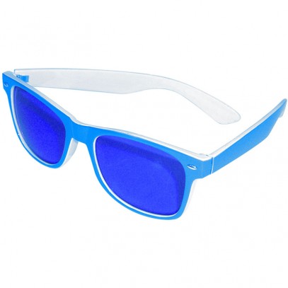 Retro Nerd Sonnenbrille blau-weiß