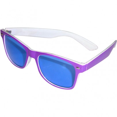 Retro Nerd Sonnenbrille lila-weiß 