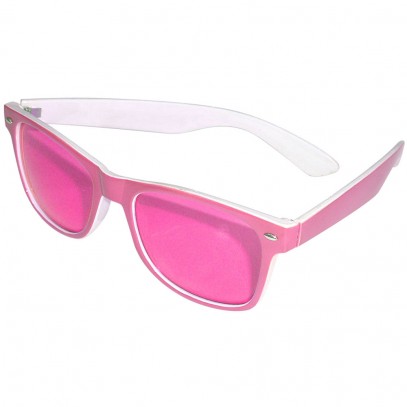 Retro Nerd Sonnenbrille pink-weiß