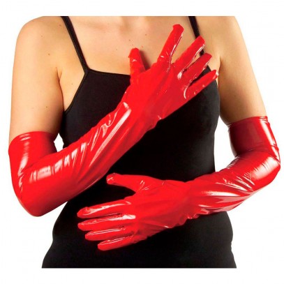 Rote Vinyl Glanz Handschuhe