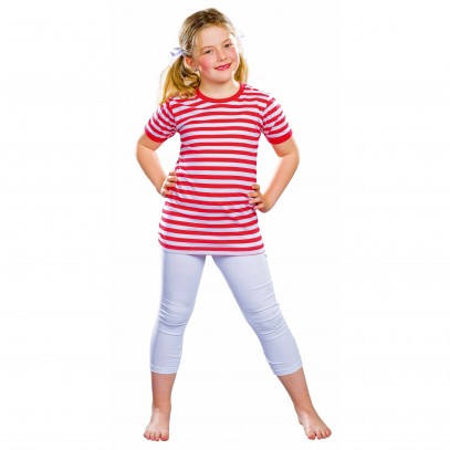 Rundhals T-Shirt rot-weiß gestreift für Kinder