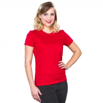 Rundhals T-Shirt rot für Damen