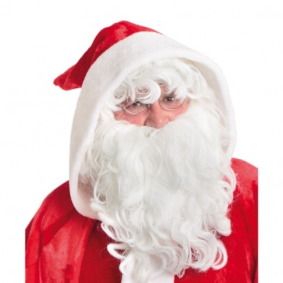 Weihnachtsmann Premium Perücke mit Bart weiß