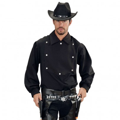 Schwarzes Cowboyhemd für Herren Deluxe 1