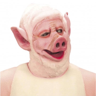 Schweinekopf Maske mit Fellbesatz