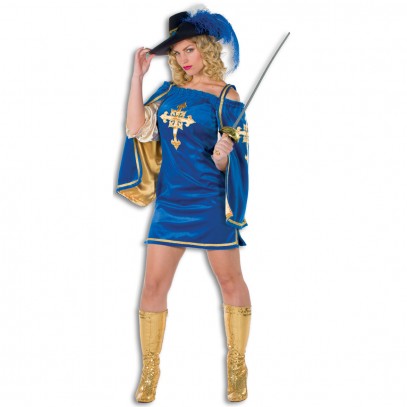 Sexy Musketier Damenkostüm Deluxe blau 1