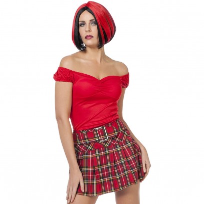 Sexy Top rot schulterfrei damen top schulmädchen sexy kostüm