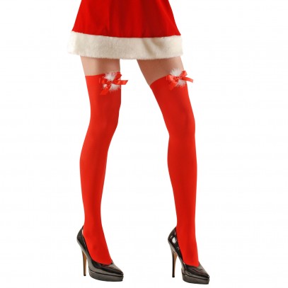 Sexy Weihnachts-Strümpfe mit Schleife 70 DEN rot XL