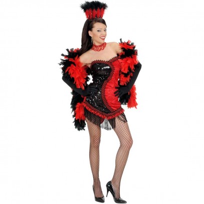 20er Jahre Showgirl Kostüm schwarz-rot