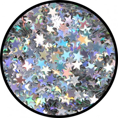 Juwel Silber-Sterne Glitzer holographisch