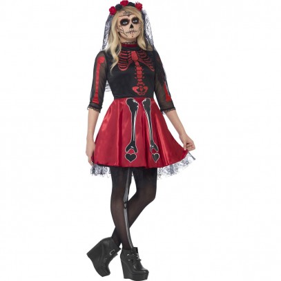 Skelett Diva Kostüm für Teenager 2