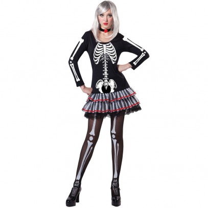 Skelett Girlie Halloween Damenkostüm