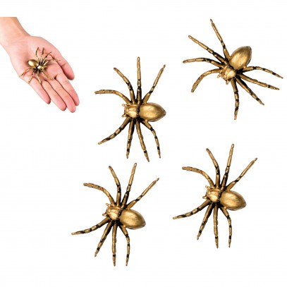 Spinnen gold 5x8cm Halloween Dekoration