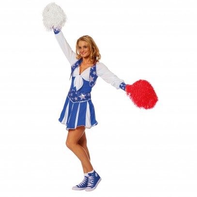 Sternchen Cheerleaderin Damenkostüm-Blau