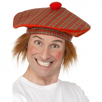 Tartan Schotten Mütze mit Haaren