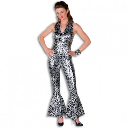 Disco Tiger Catsuit Deluxe silberfarben