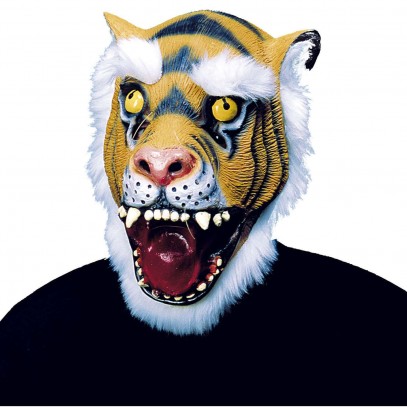 Tigerkopf Maske mit Fellbesatz