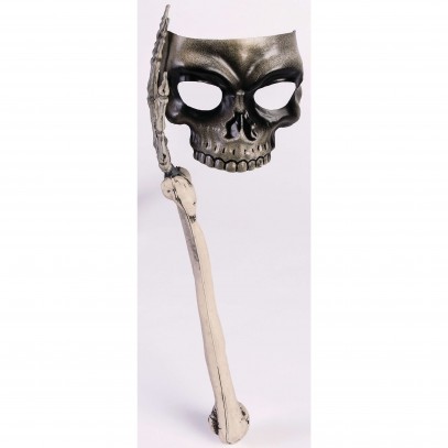 Totenkopf Maske mit Knochen Stab