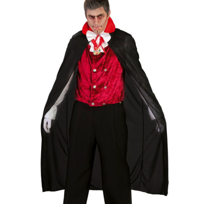 Vampir Umhang mit rotem Stehkragen 140cm