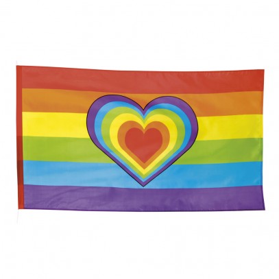 Regenbogen Flagge mit Herz 90x150cm