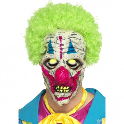 UV Horror Clown Maske mit Haaren