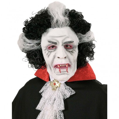 Vampir Maske mit schwarz-weißen Haaren