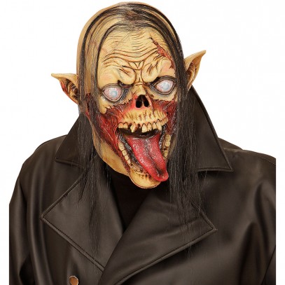 Vampir Zombie Latexmaske mit Haaren 1