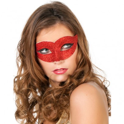 Venezianische Klassik Maske Glitzer Rot