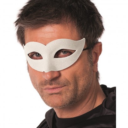 Venezianische Klassik Maske Glitzer Weiß
