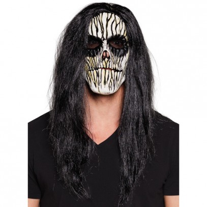 Voodoo Maske mit schwarzen Haaren