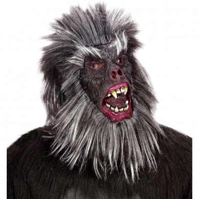 Wütender Gorilla Maske mit Fellbesatz