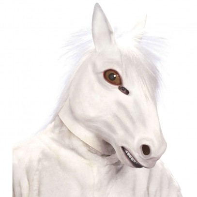 Weiße Pferdekopf Maske mit Mähne