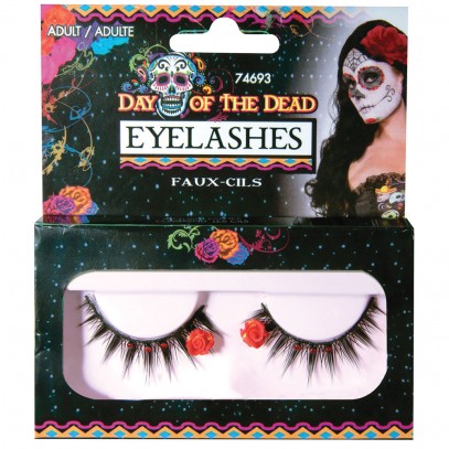 Day of the Dead Wimpern mit Rose