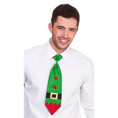 Glitzer Christmas Elf Krawatte für Herren 1