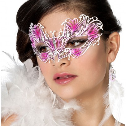 Zarte Metall Schmetterling Maske Rosa