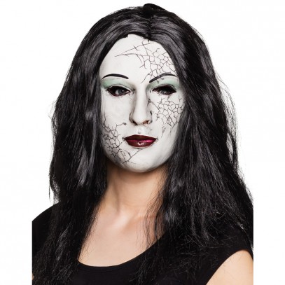 Zombie Lady Maske mit Haaren