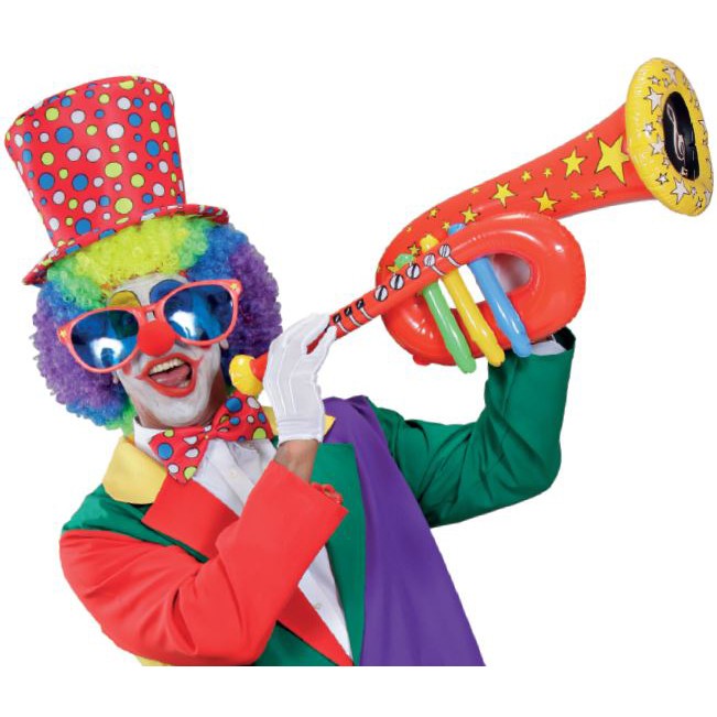 Aufblasbare Trompete 60 cm Gummitrompete aufblasbar Blasinstrument Zirkus Clown 