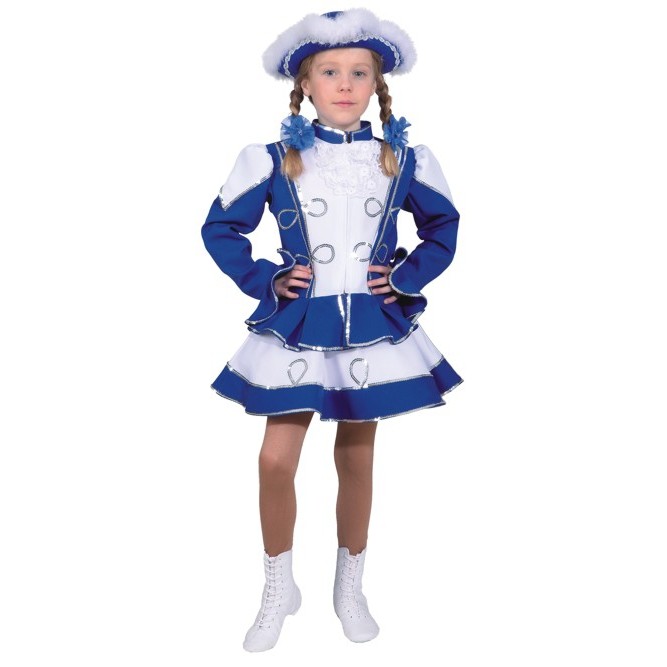 Kinder Kostüm Funkengarde blau-weiß Karneval Fasching Orl 