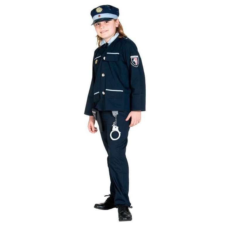 Kinder Kostüm Deutsche Uniform 3-teilig Oberteil Hose POLIZIST POLIZEI Mütze 