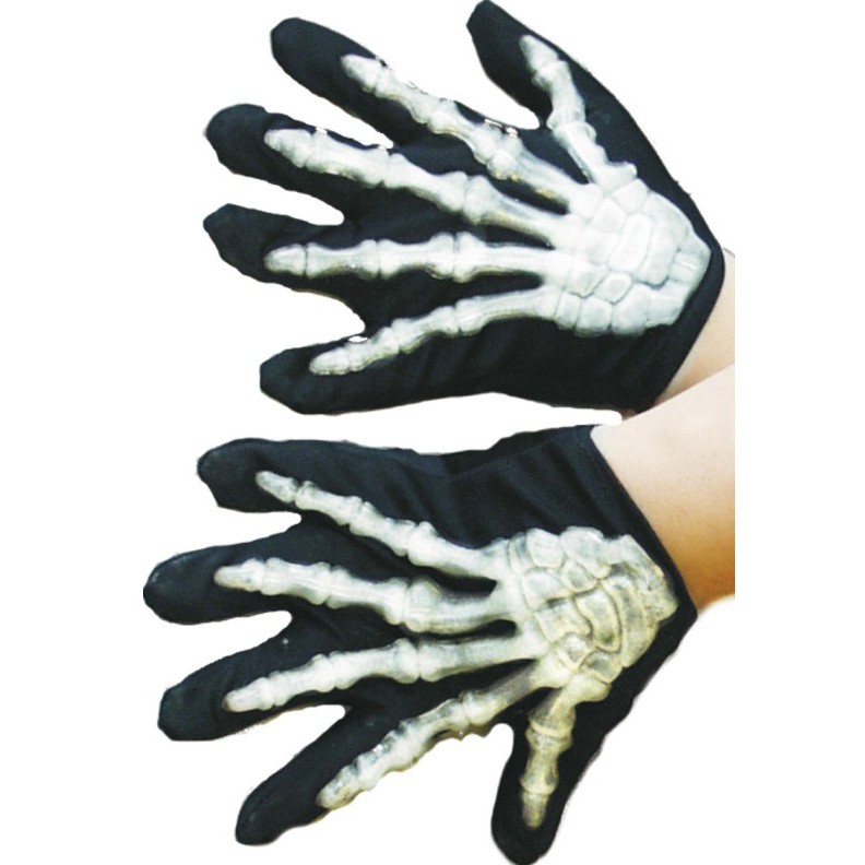 Fingerlose Handschuhe Skelett Knochen Grün 