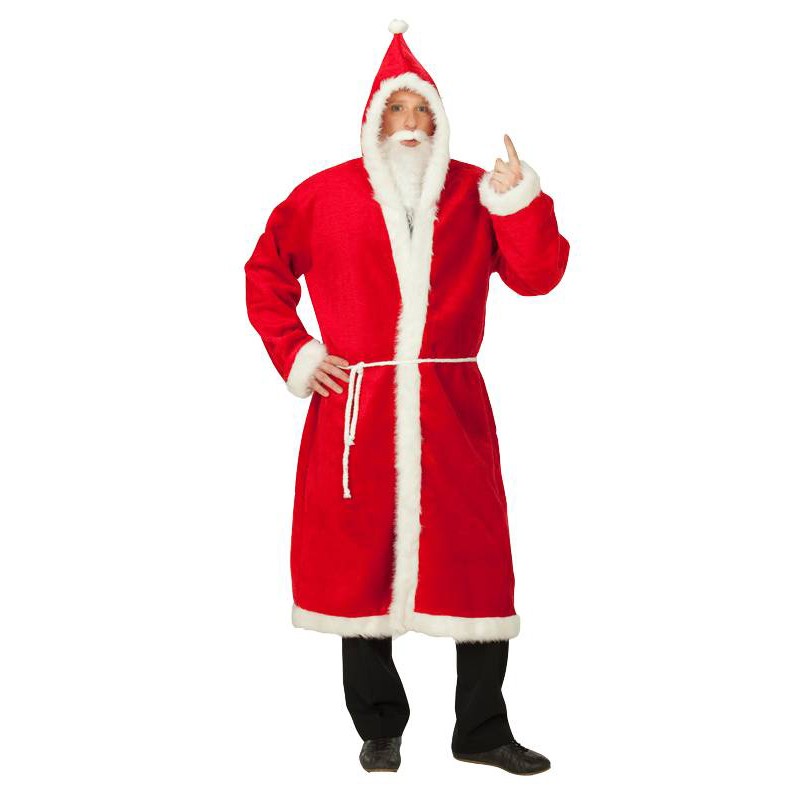 Herren Kostüm Weihnachtsmann Mantel aus Plüsch Mütze Gürtel Nikolaus