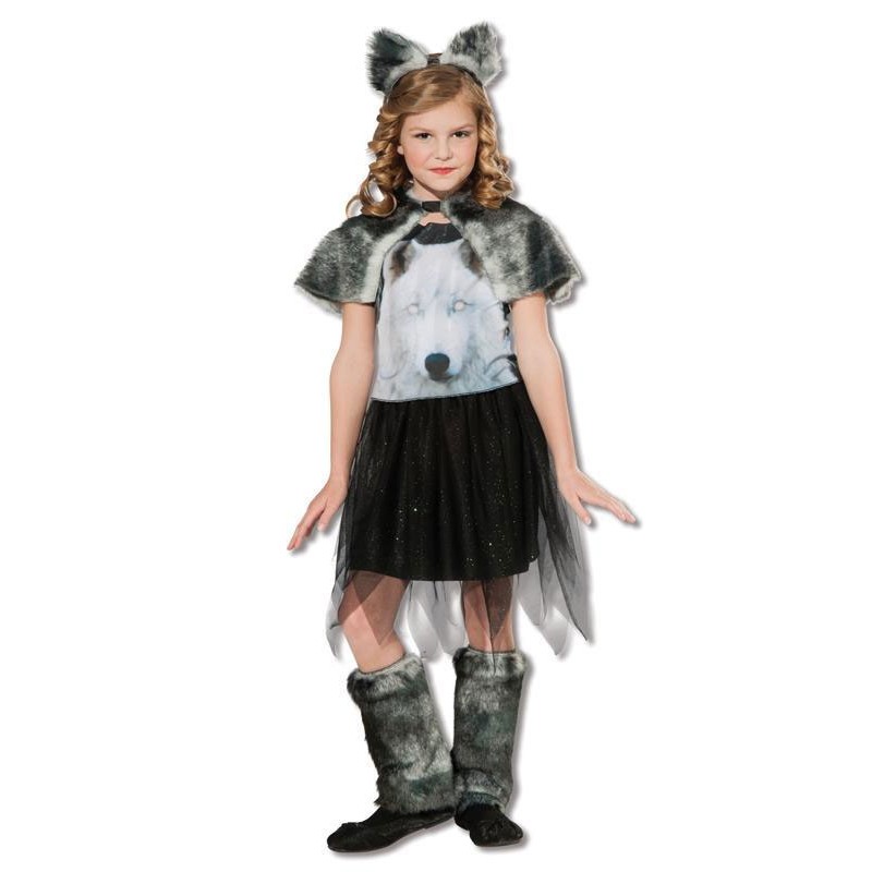Kinder Mädchen Jungen Weich Flauschig Animal Wolf Einteiler Halloween Kostüm 