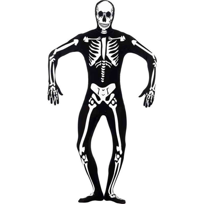 Skelett Damen Herren Kostüm Gerippe Knochen Halloween Kostüm Karn Vakuumbeutel