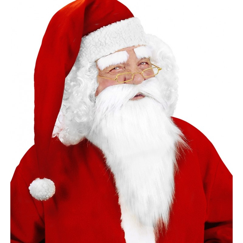 Weihnachtsmann Nikolaus Kostüm Set 3 tlg - Fliege Brille mit Bart Hosenträger 