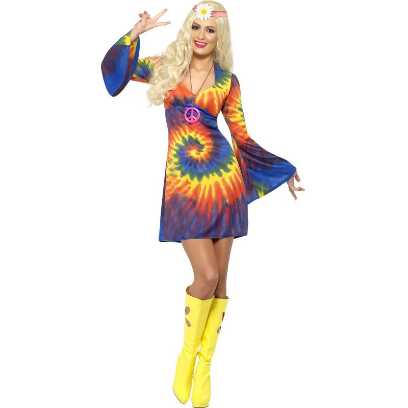 Damen Kostüm Hippie Kasak in gelb zu Karneval Fasching