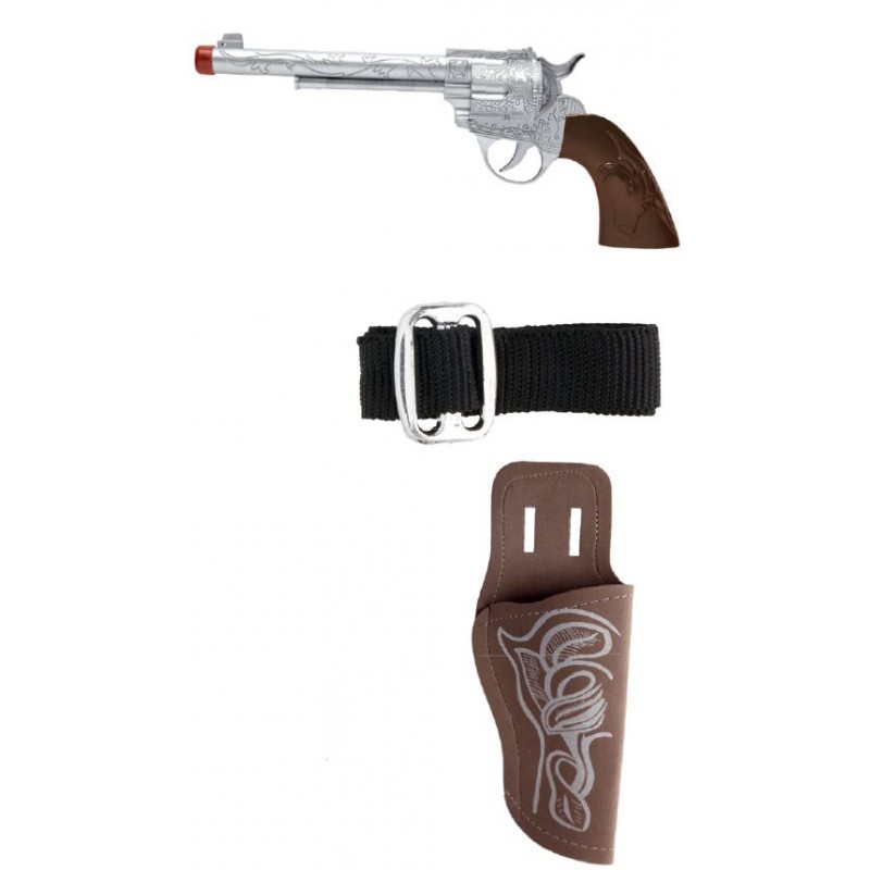Cowboy Pistolenholster für Jungen Schwarz Kostümzubehör Wild West Pistolengürtel 