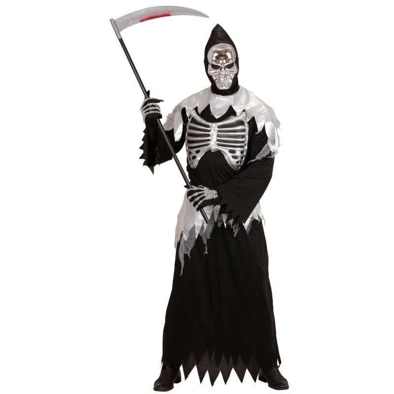 Kostüm Grim Reaper Tunika mit Kapuze, Gürtel, Handschuhe, Maske