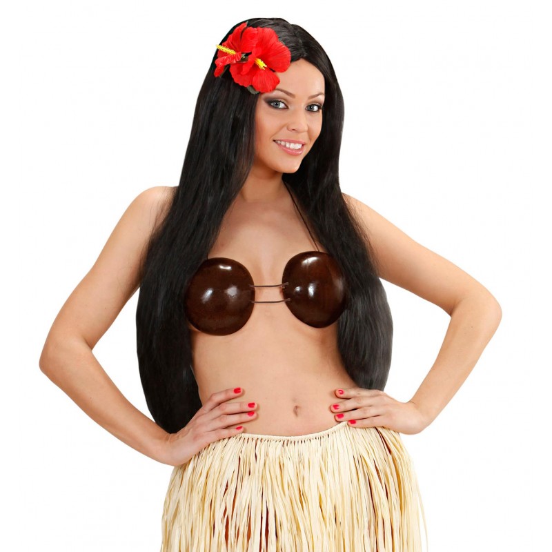 Hawaii Weiß Lei Blumengirlande Kostüm Kokosnuss Bh Stroh Bastrock