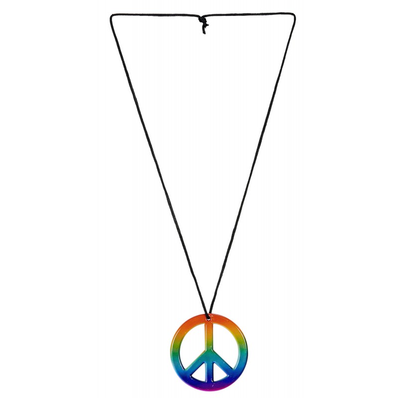 Boho Hippie-Halskette neonfarben 60er Jahre Schmuck Hippie Peace Kette Woodstock 