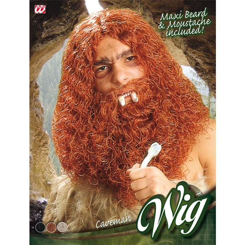 Höhlenmensch Perücke mit Bart für Herren-rot
